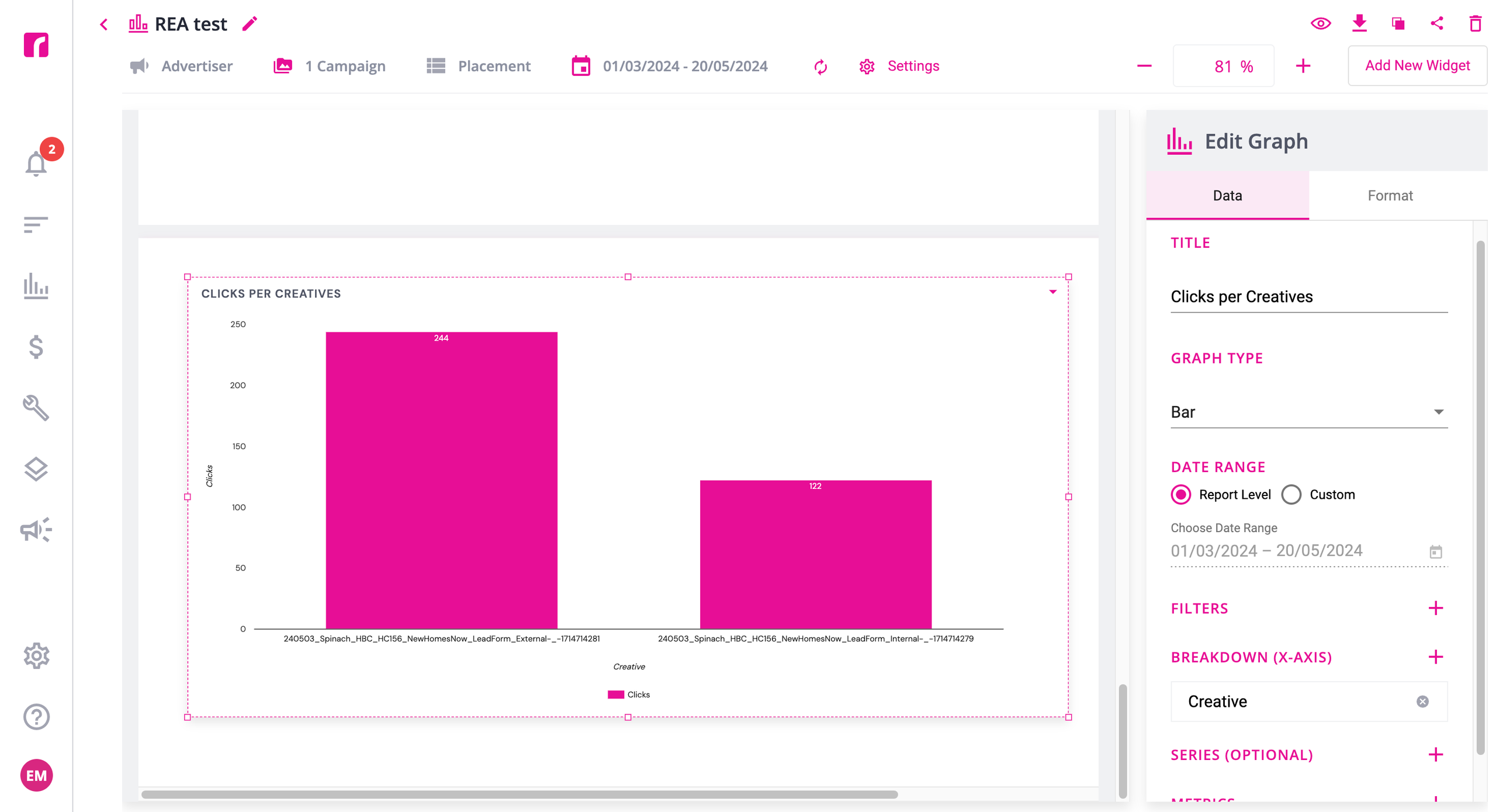 Metrics field in graph settings