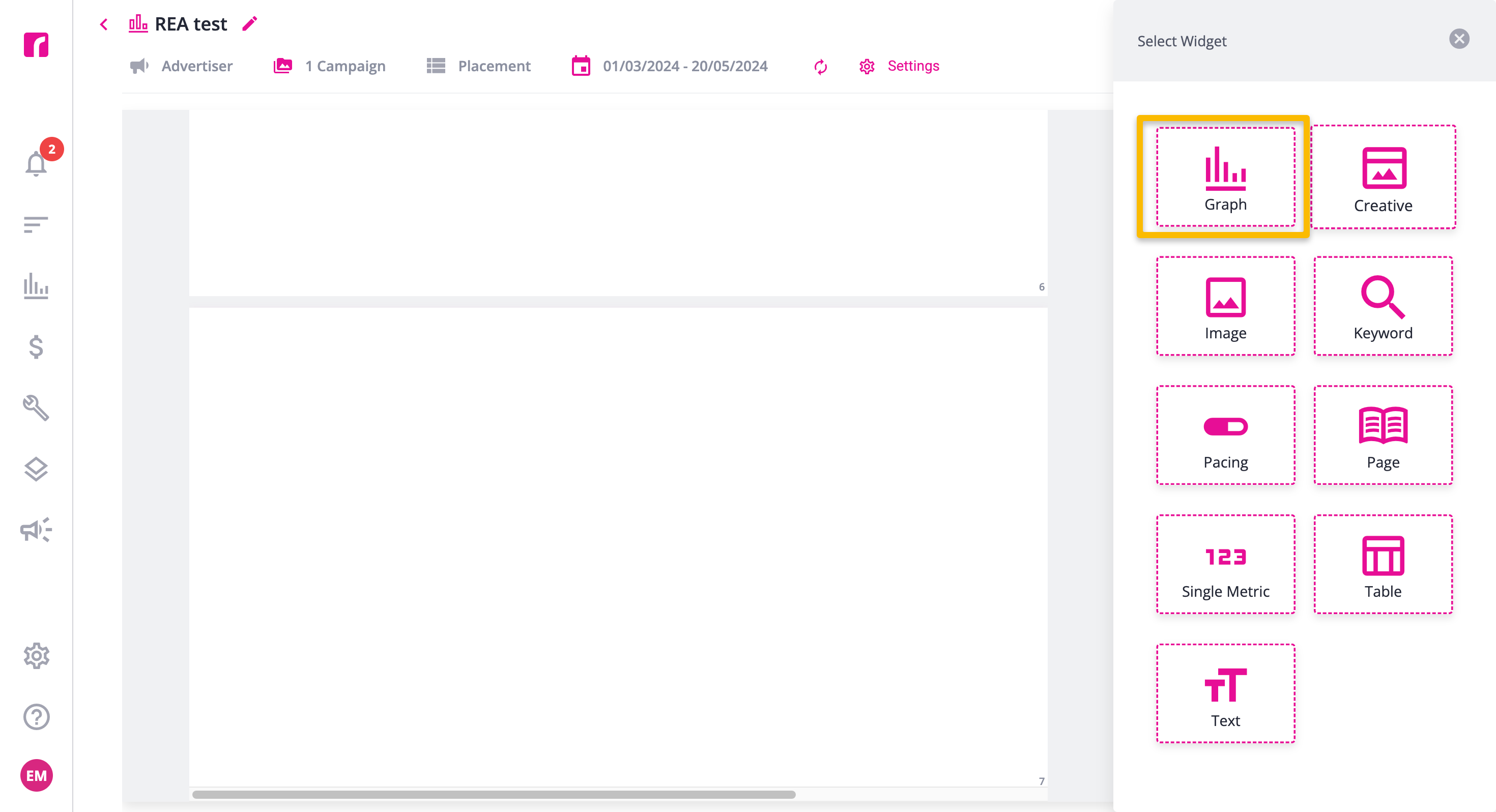 Graph button selected