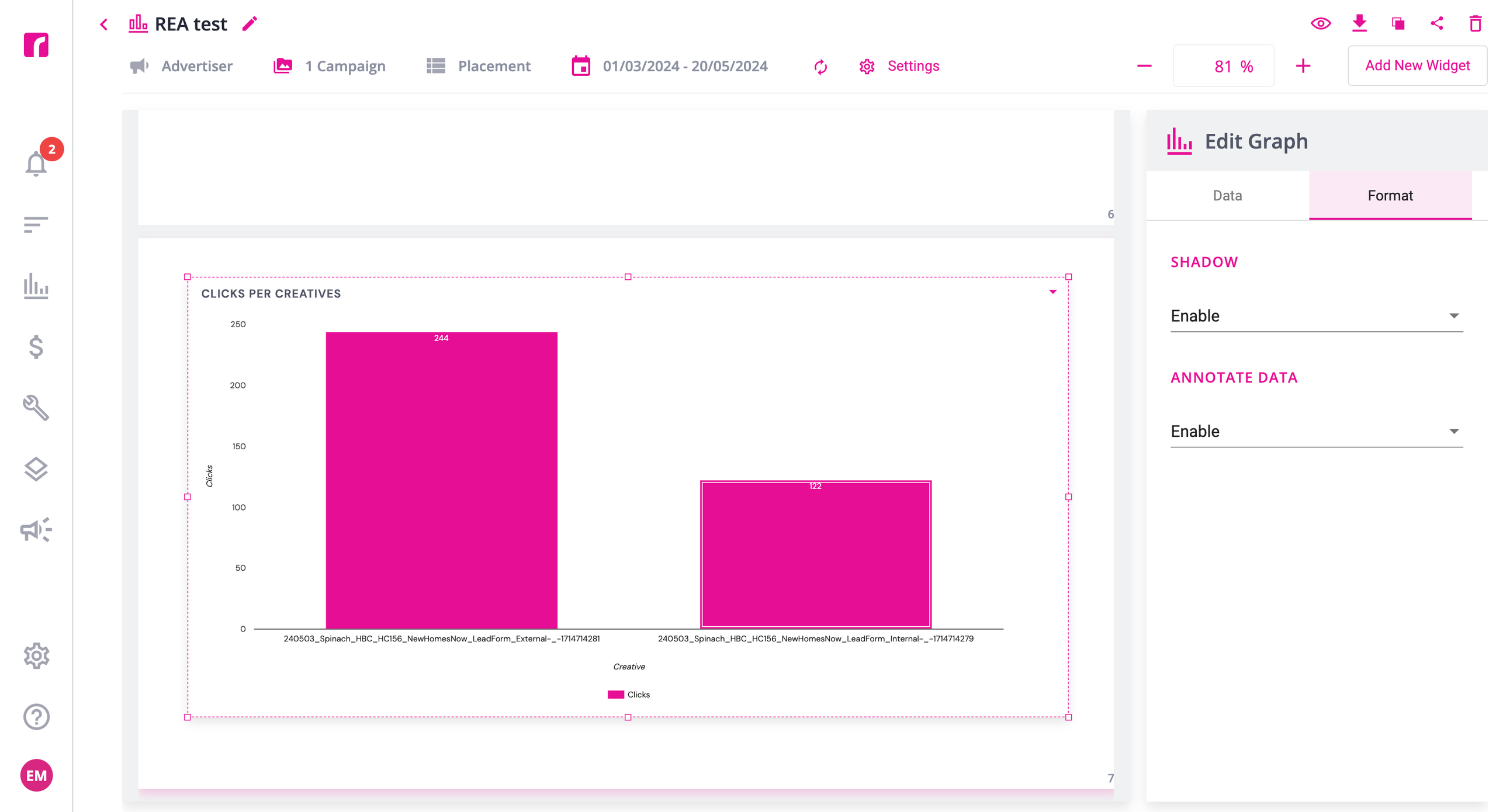 Format section with Annotate data option