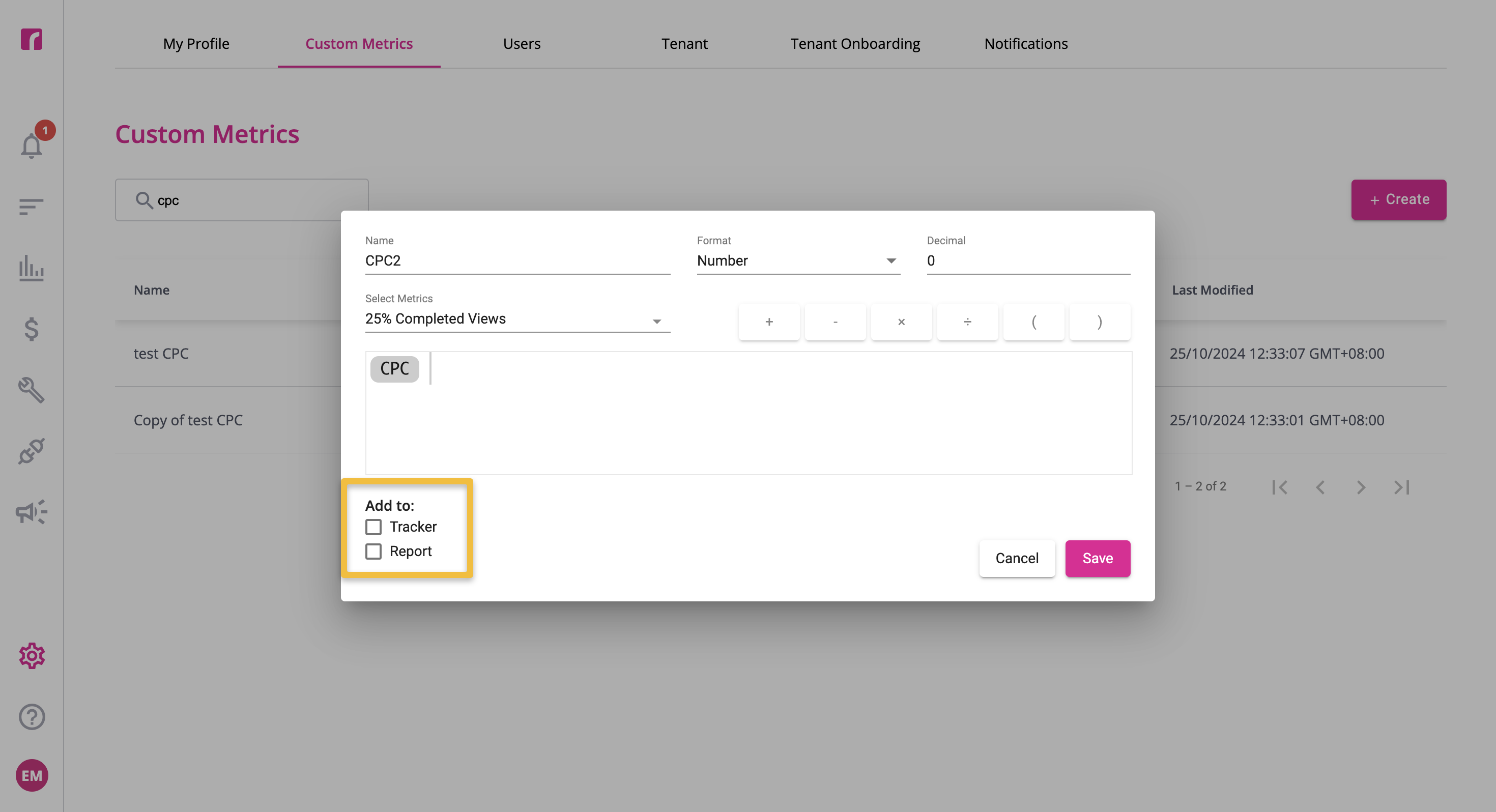 Tracker and Dashboard
