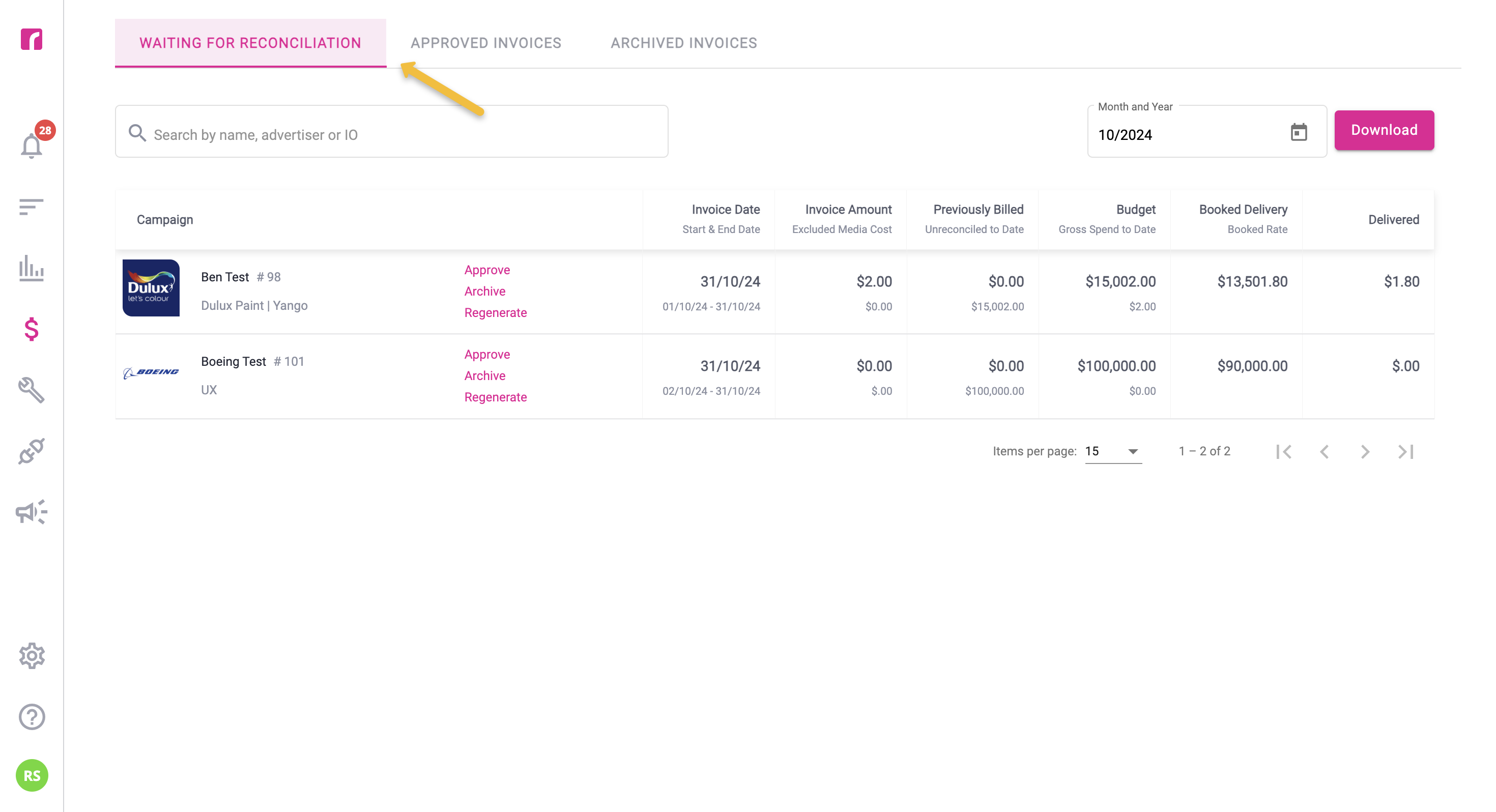 Select Desired Tab