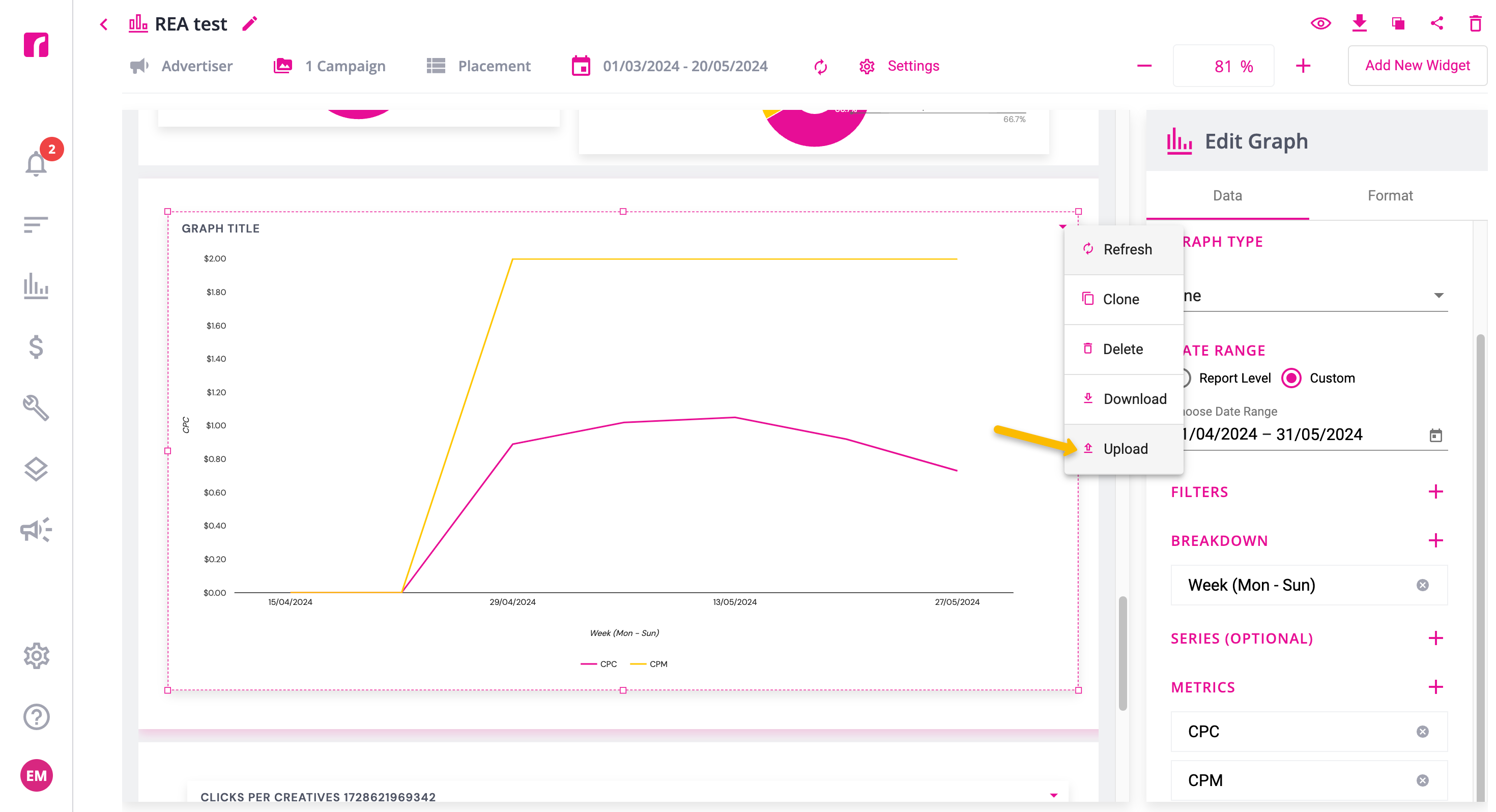 Upload option in graph menu